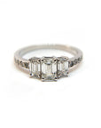 A pedido - Anillo Tricillo Corte Esmeralda en Grifa y brillantes en argolla