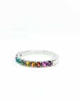 A pedido - Anillo Cintillo Zafiros de Colores en Grifa