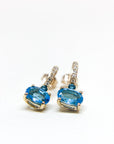 A pedido - Aros Colgantes Topacio Oval 6x4 mm y diamantes en grano Gold