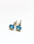 A pedido - Aros Colgantes Topacio Oval 6x4 mm y diamantes en grano Gold