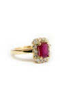 A pedido - Anillo Rubí Rectangular en Grifa 6 x 5 mm Halo