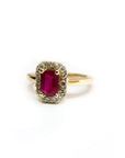 A pedido - Anillo Rubí Rectangular en Grifa 6 x 5 mm Halo
