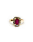 A pedido - Anillo Rubí Rectangular en Grifa 6 x 5 mm Halo