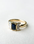 A pedido - Anillo Zafiro Rectangular en Grifa y Diamantes Navette