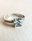 A pedido - Anillo Aguamarina Cushion en Grifa