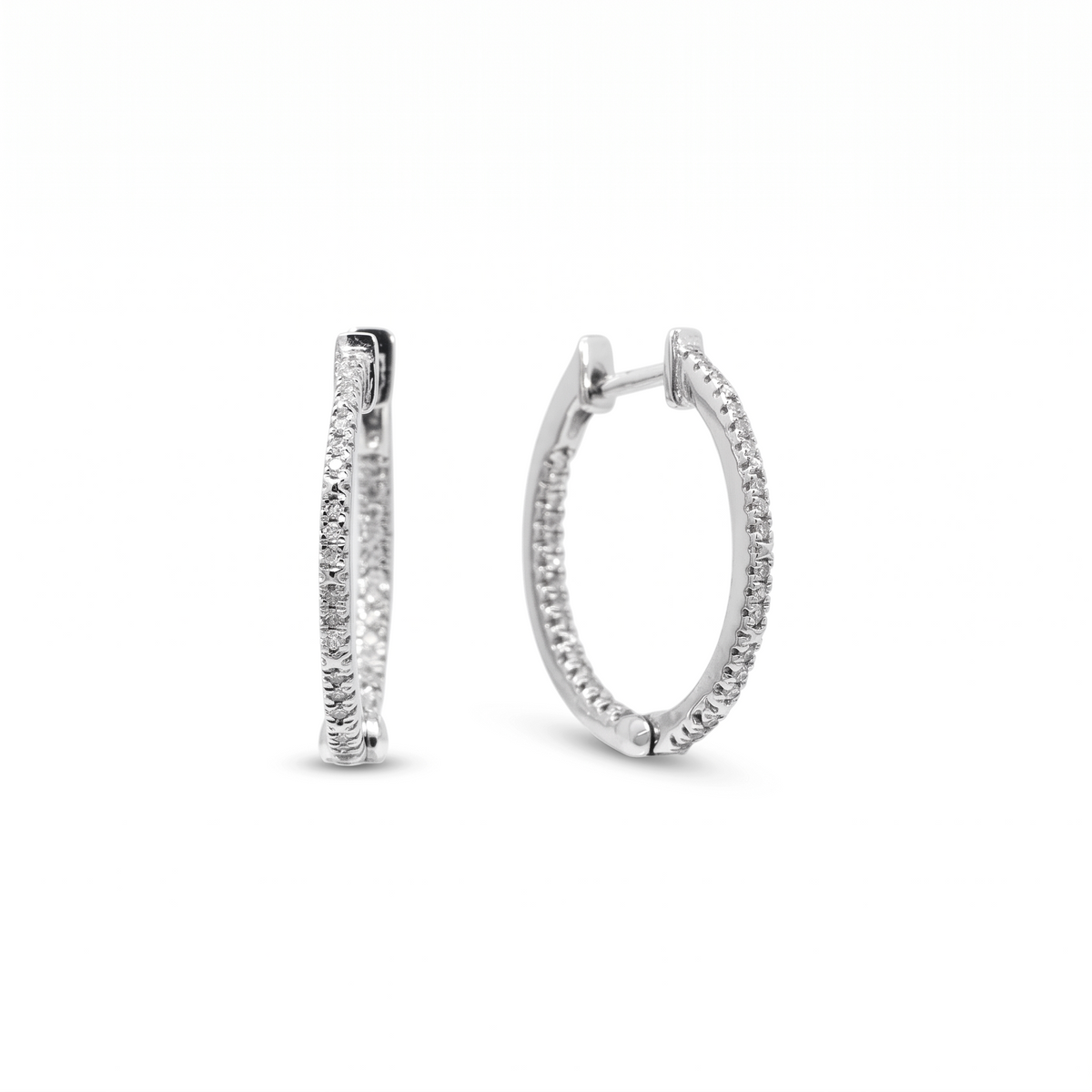 Aros argollas diamantes in-out small 0,125 ct plata