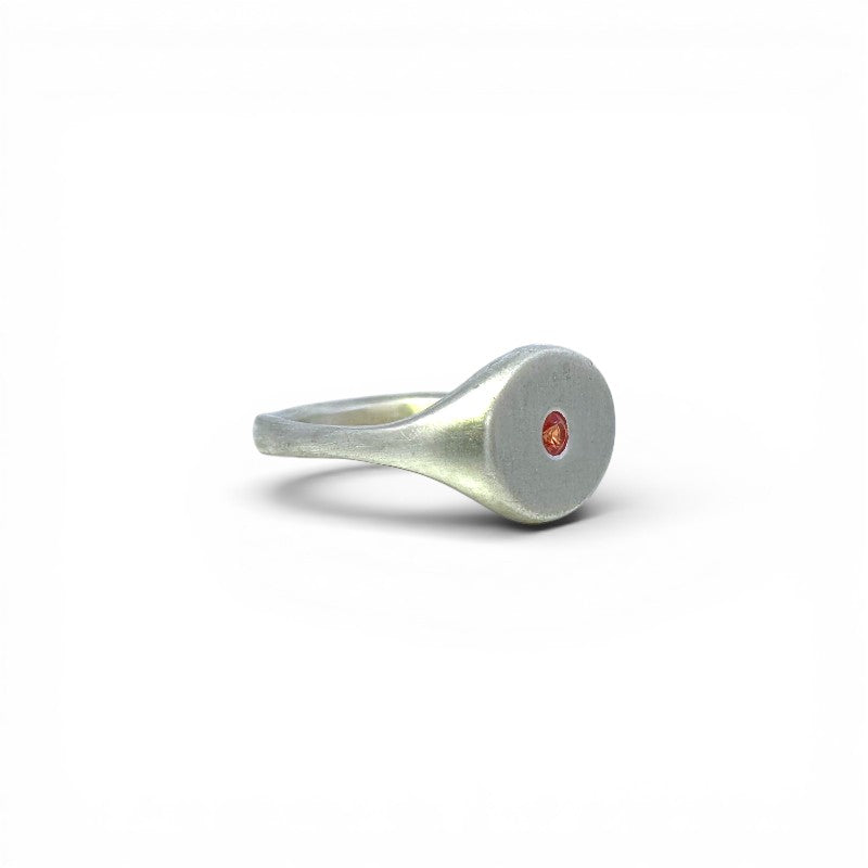 Anillo sello meñique zafiro naranjo - Sarrazina Joyas