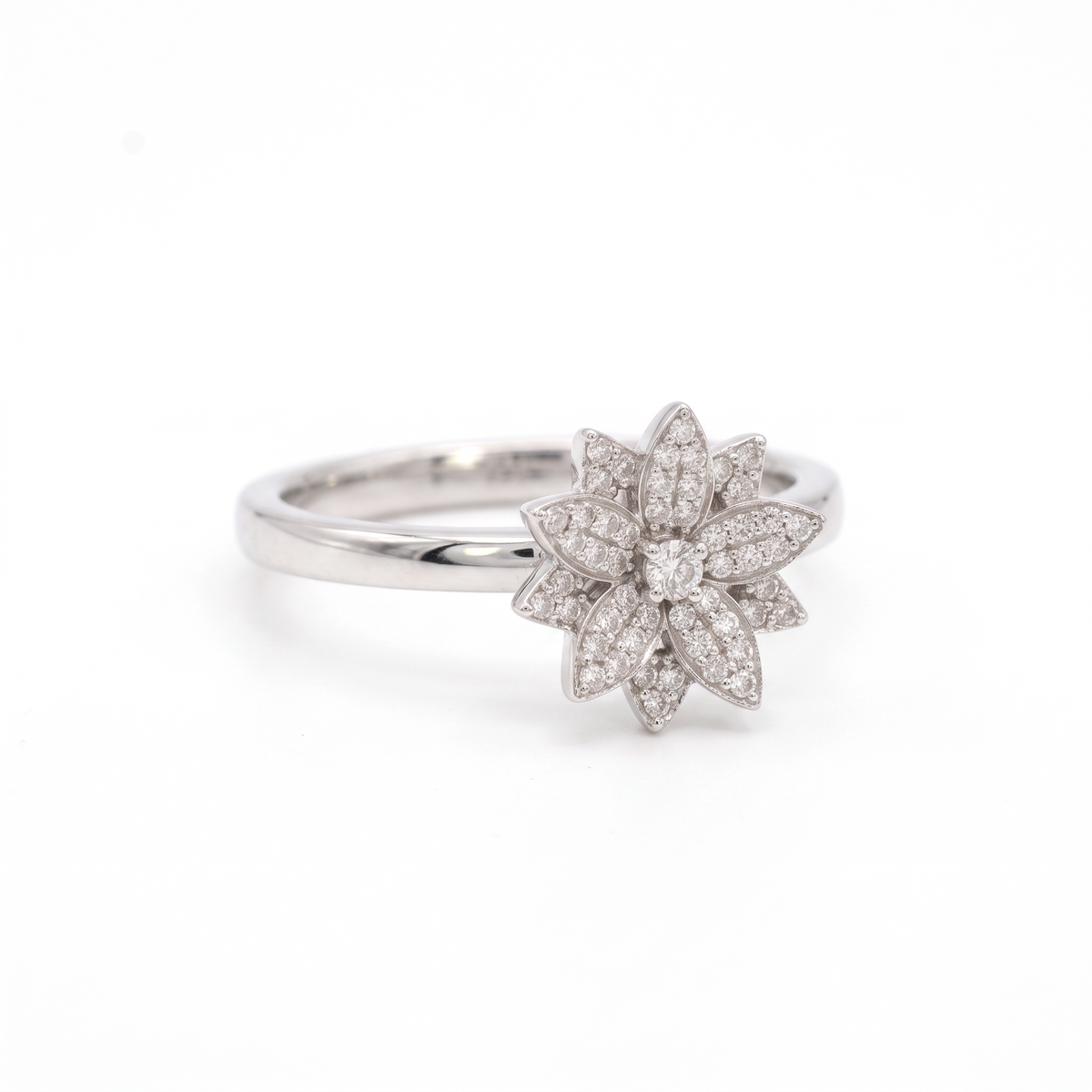 Anillo Solitario Diamante Flor 0,125 ct plata