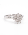 Anillo Solitario Diamante Flor 0,125 ct plata