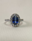 A pedido - Anillo Zafiro Oval en Grifa 9 x 7 mm Halo