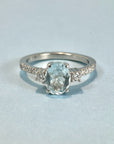 A pedido - Anillo Aguamarina Oval en Grifa 8 x 6 mm y Brillantes
