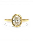 Anillo Solitario Diamante Lab Oval Bisel Halo Oro 18K