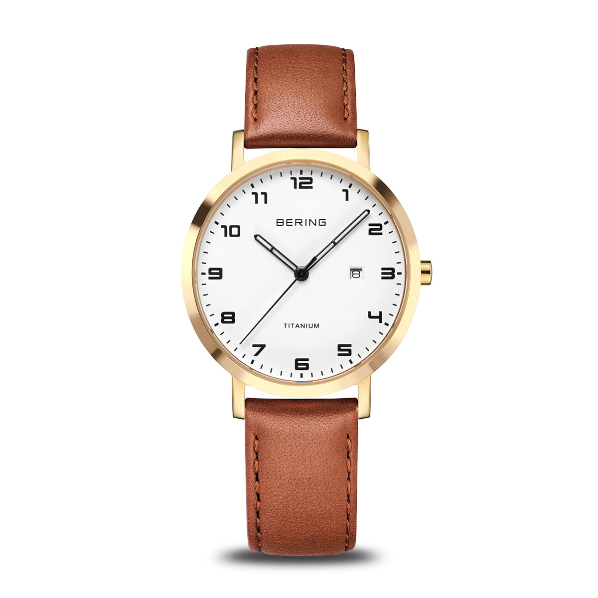 Reloj Bering Titanium Mujer Oro Pulido y cuero