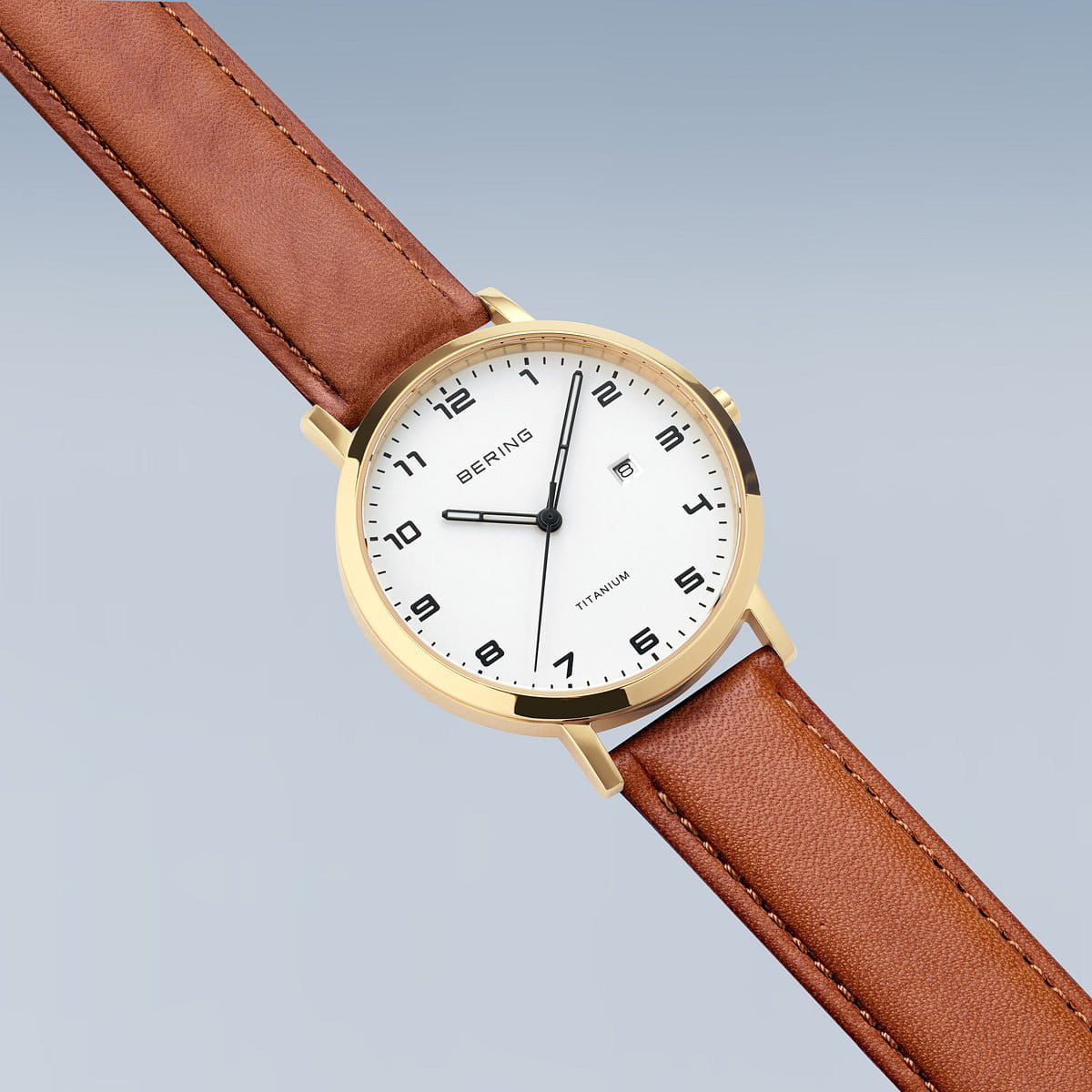 Reloj Bering Titanium Mujer Oro Pulido y cuero