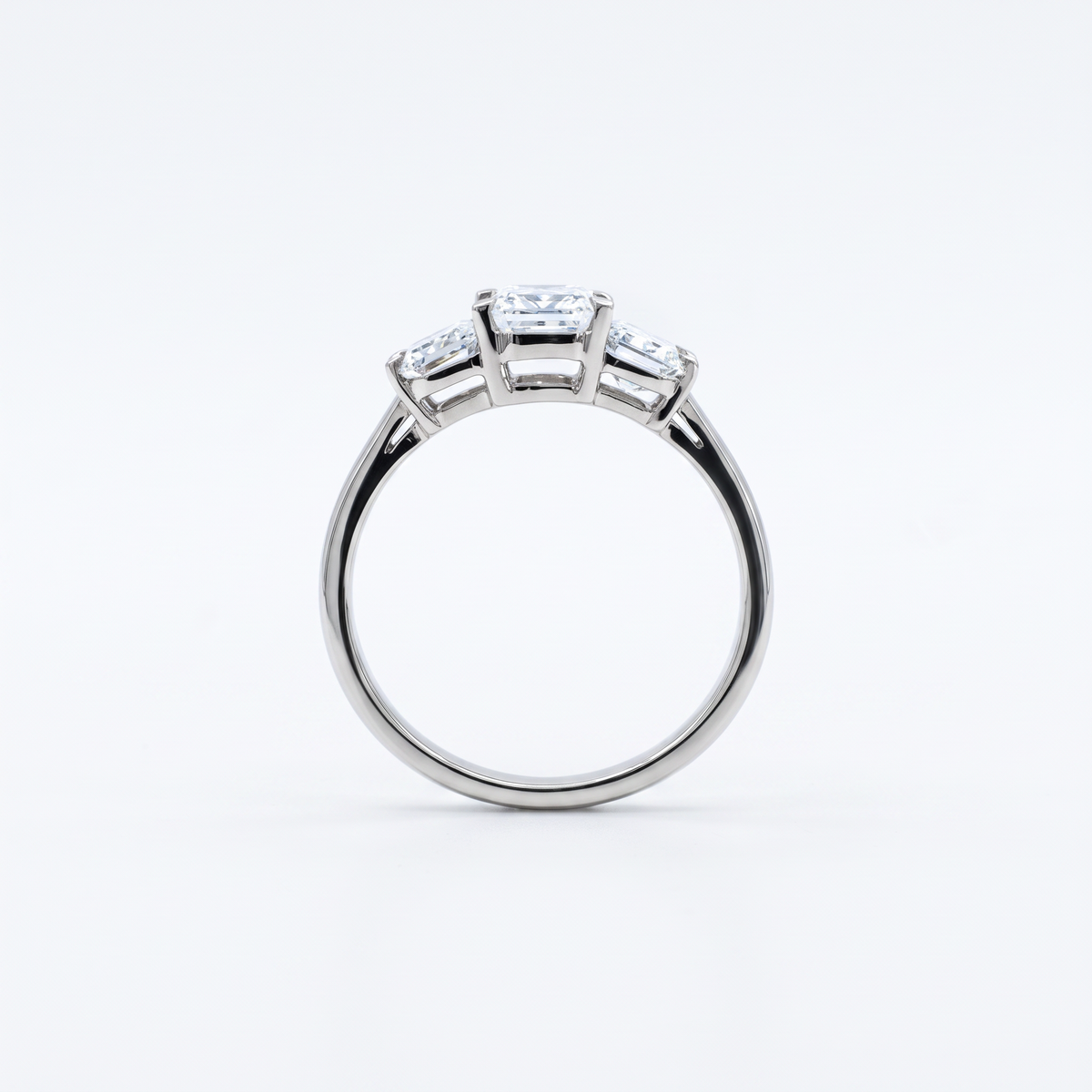 Anillo Tricillo Diamantes Lab corte esmeralda 2,18 ct Platino