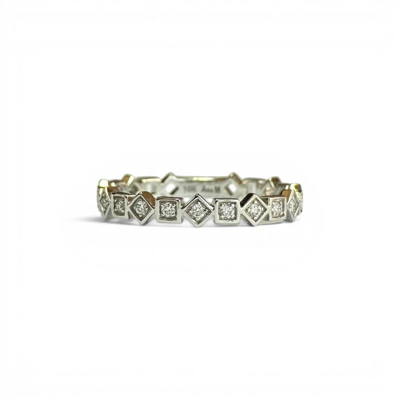 Anillo cintillo diamantes en bisel diseño geometrico 0,10 ct oro 10K