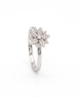 Anillo Solitario Diamante Flor 0,125 ct plata