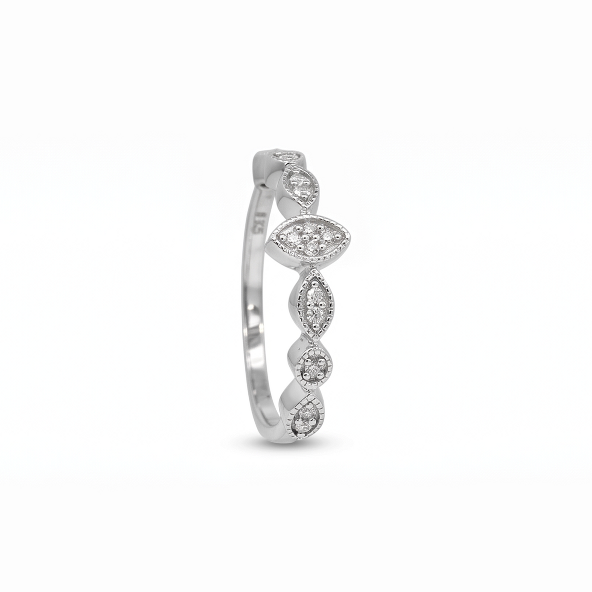 Anillo cintillo Sophia Schneider Joyas de plata 925 con diseño de ojitos y diamantes corte brillante de 0,10 ct
