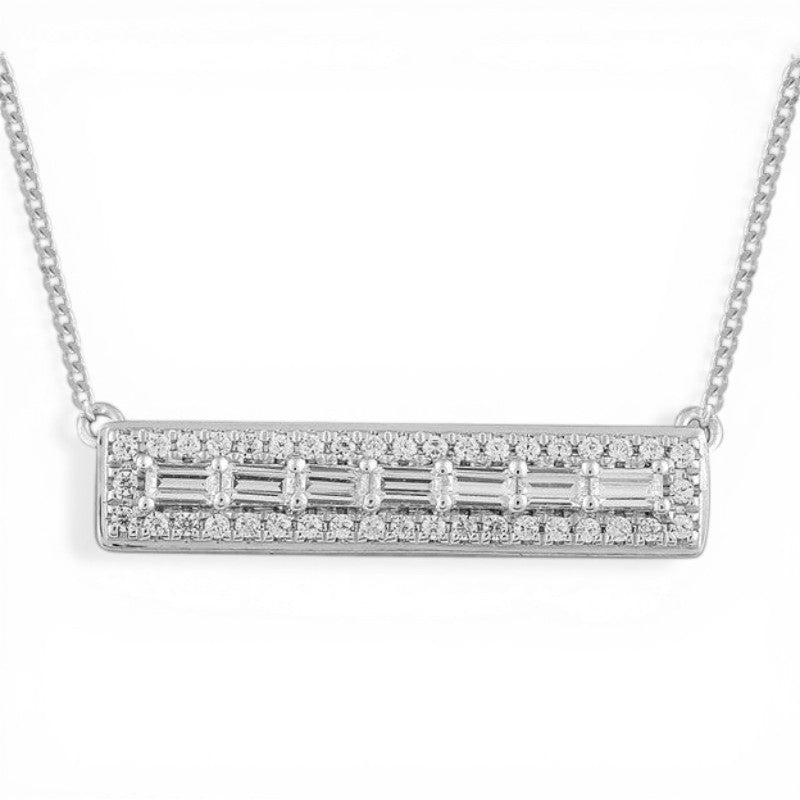 Collar Oro Blanco Colgante Barra Diamantes Lab 0,25 ct Oro Blanco 10K