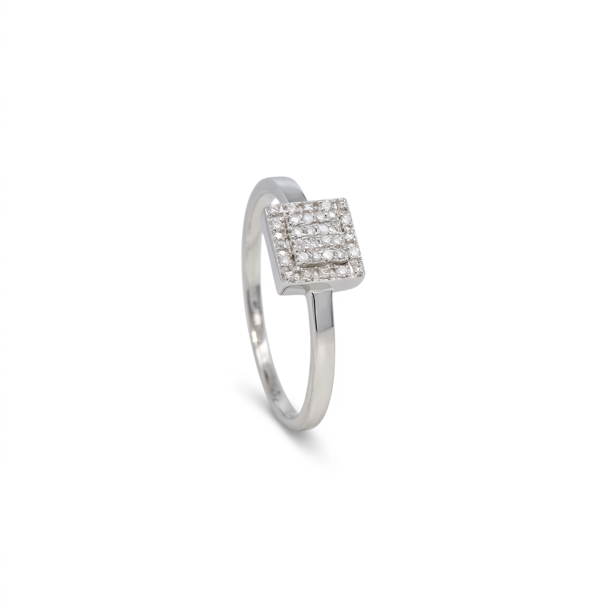 Anillo solitario Sophia Schneider Joyas de plata 925 con diseño cuadrado y diamantes corte brillante de 0,08 ct