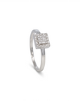 Anillo solitario Sophia Schneider Joyas de plata 925 con diseño cuadrado y diamantes corte brillante de 0,08 ct