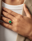 Anillo Solitario Cuarzo Verde 8mm Oro 18K