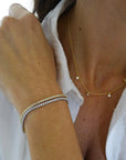 Collar cinco circones en bisel de plata bañada oro