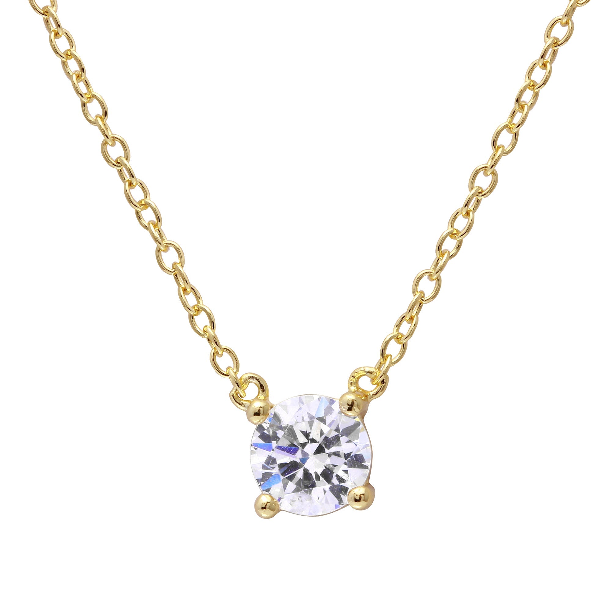 Collar Punto de Luz Circón Natural 6 mm Plata 925 Baño Oro