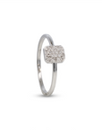 Anillo Solitario Cluster rectangular diamantes 0,08 ct plata