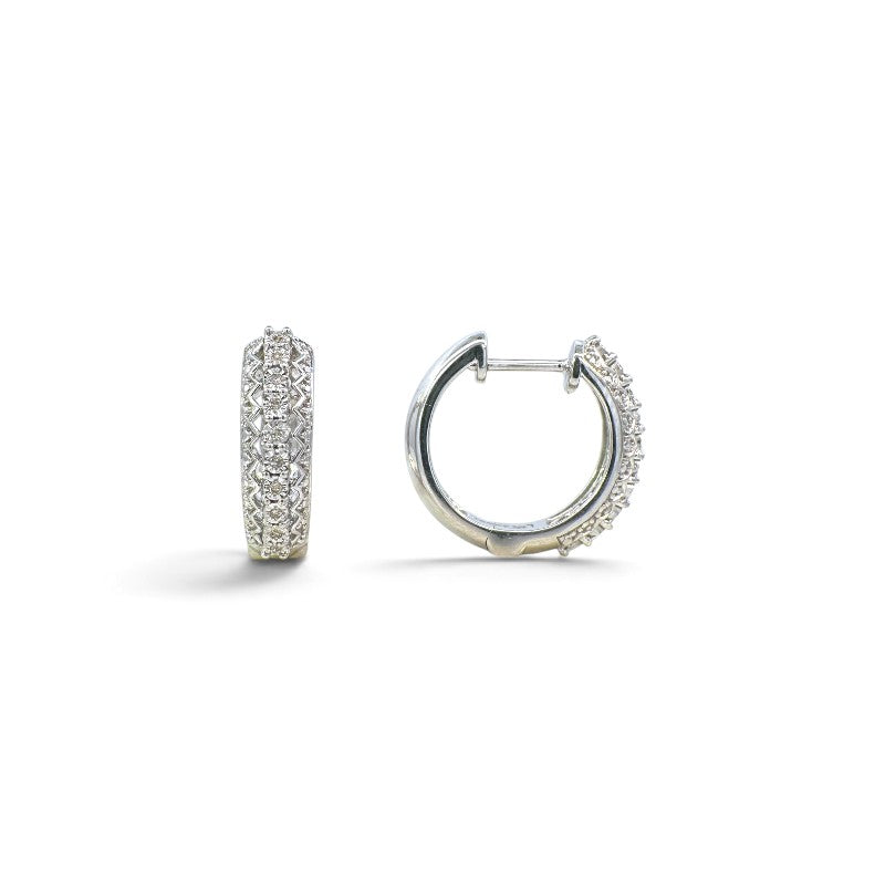 Aros argollas diamantes y diseño plata