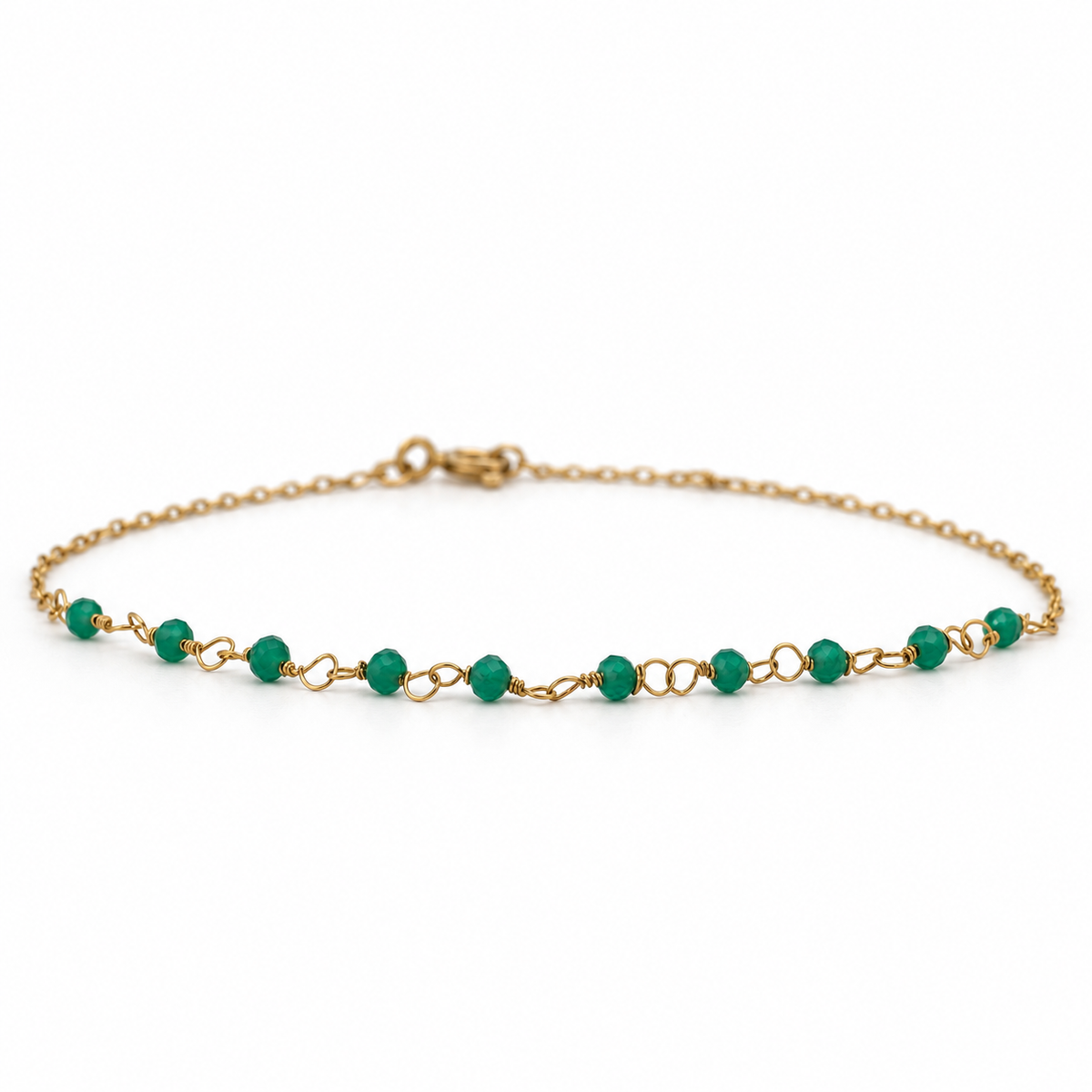 Pulsera Aventurinas en cadenita oro 18K