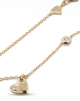 Pulsera corazón diamante y bisel plata enchapada oro