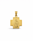 Cruz escapulario de la Sagrada Familia en oro 18K de 16 mm de Sophia Schneider Joyas con relieve detallado