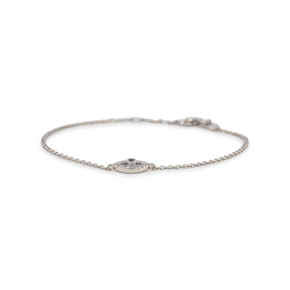 Pulsera Ojo protector 10x5 mm diamantes plata