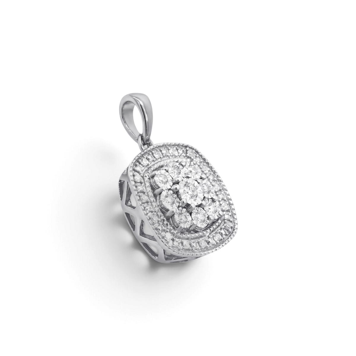 Colgante Sophia Schneider Joyas de plata 925 con forma cushion y diamantes brillantes de 0,17 ct