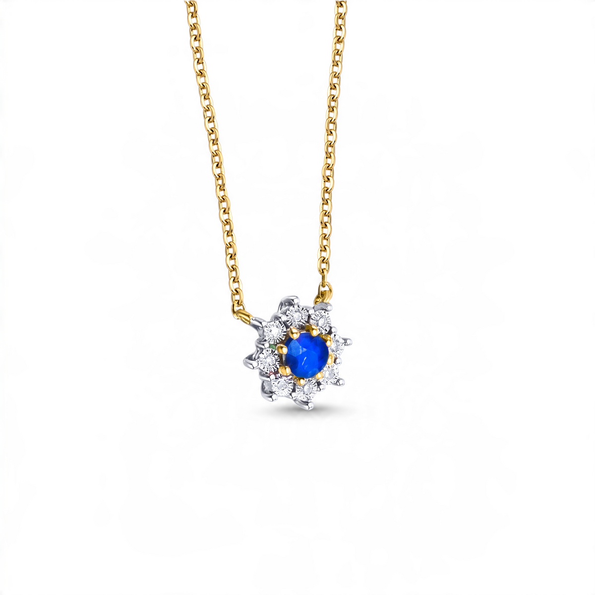 Collar Zafiro Halo diamantes Oro 18K - 7 Deadly Sins Collection