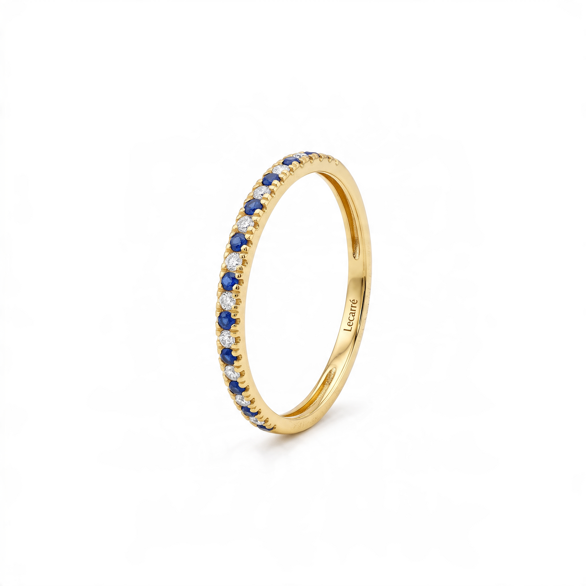 Anillo Cintillo Zafiros y Diamantes Oro 18K