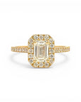 Anillo Solitario Diamante Lab Halo Emerald Cut Oro 18K