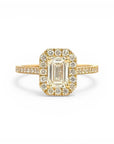 Anillo Solitario Diamante Lab Halo Emerald Cut Oro 18K