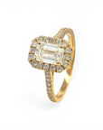 Anillo Solitario Diamante Lab Halo Emerald Cut Oro 18K