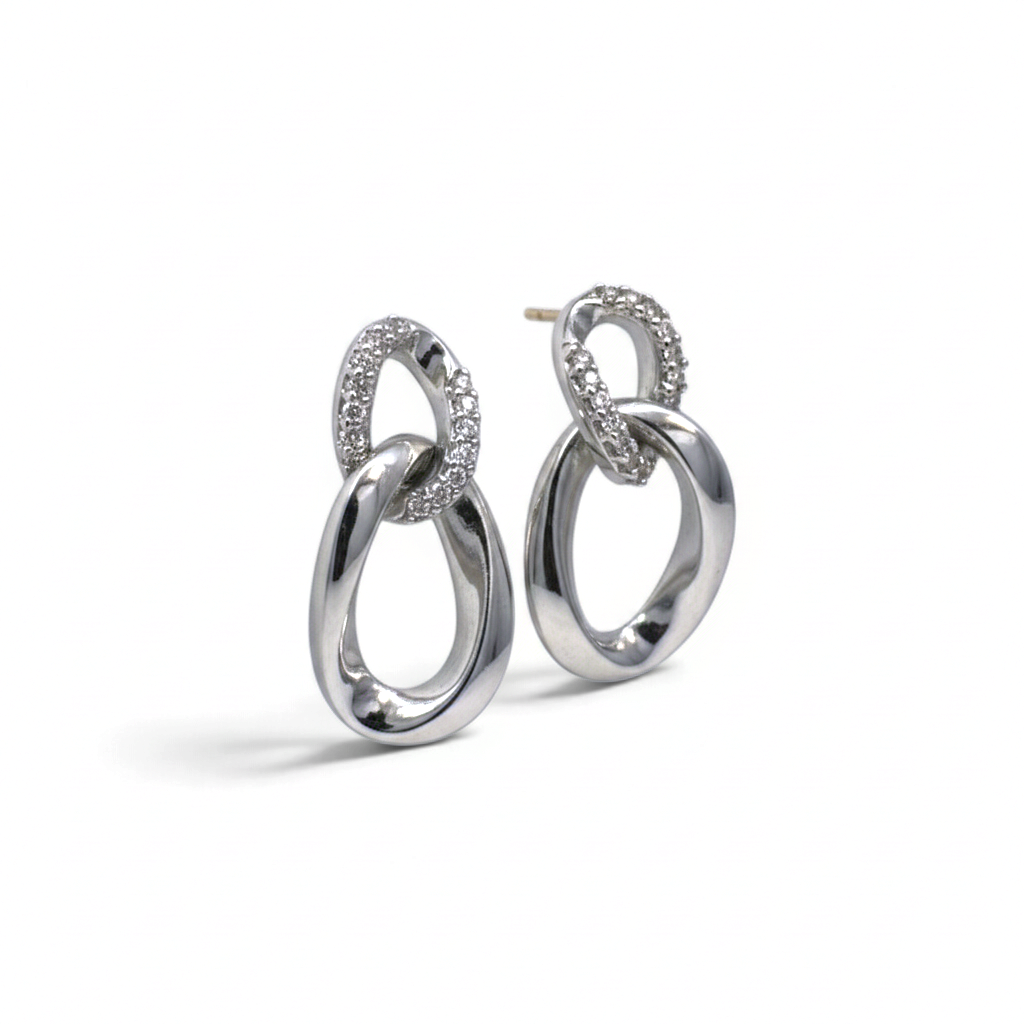 Aros colgantes Sophia Schneider Joyas de plata 925 con eslabones y diamantes corte brillante de 0,17 ct