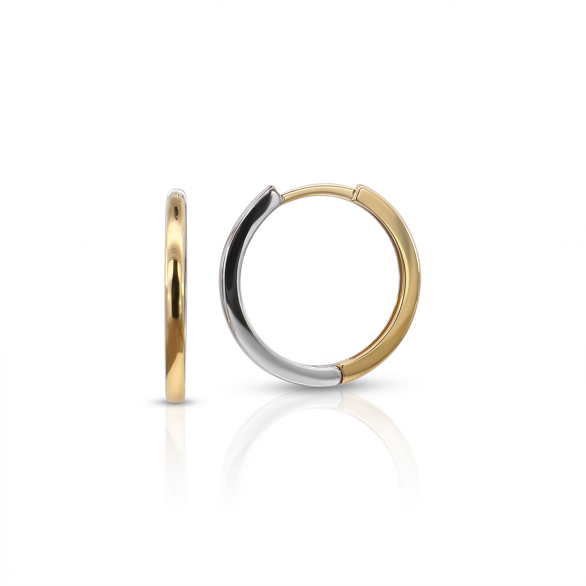 Aros argollas bicolor 18 mm rectas oro 14K