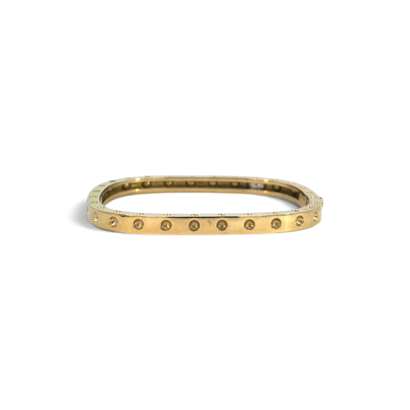 Esclava rectangular Sophia Schneider Joyas en oro de 18K con cinco diamantes brillantes incrustados