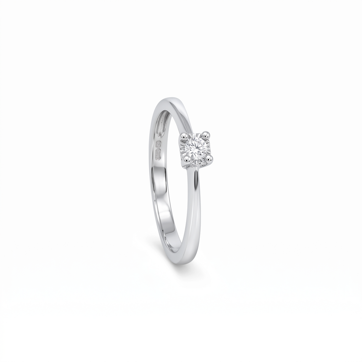 Anillo Solitario Diamante 0,08 ct plata