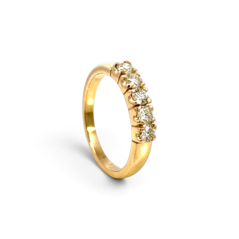 Anillo quintillo Sophia Schneider Joyas en oro amarillo de 18K con cinco diamantes de corte brillante