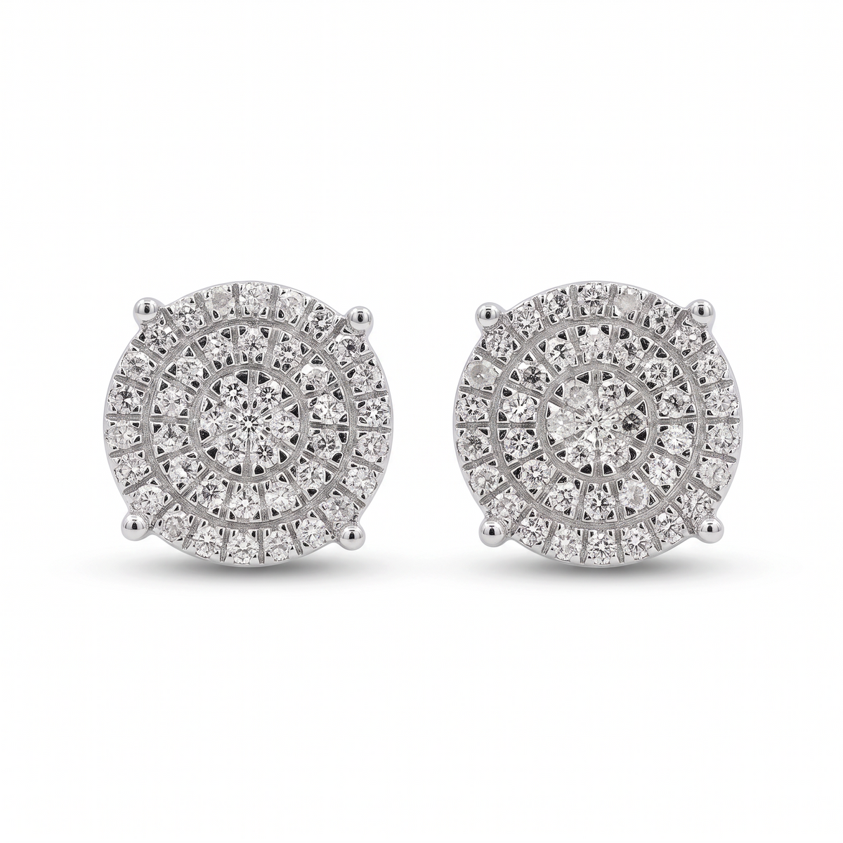 Aros stud cluster diamantes big 0,25 ct plata