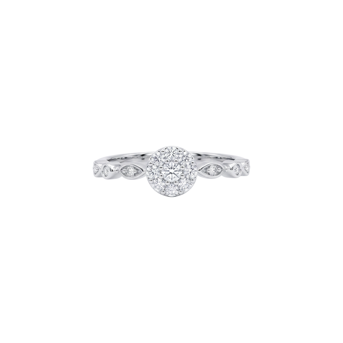 Anillo Solitario Cluster Diamantes 0,10 ct plata