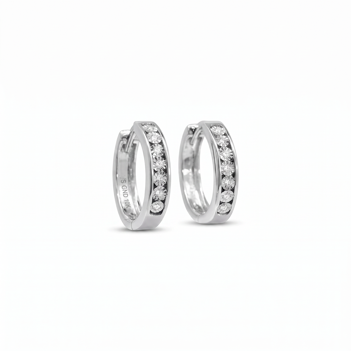 Aros argollas diamantes riel 0,05 ct plata