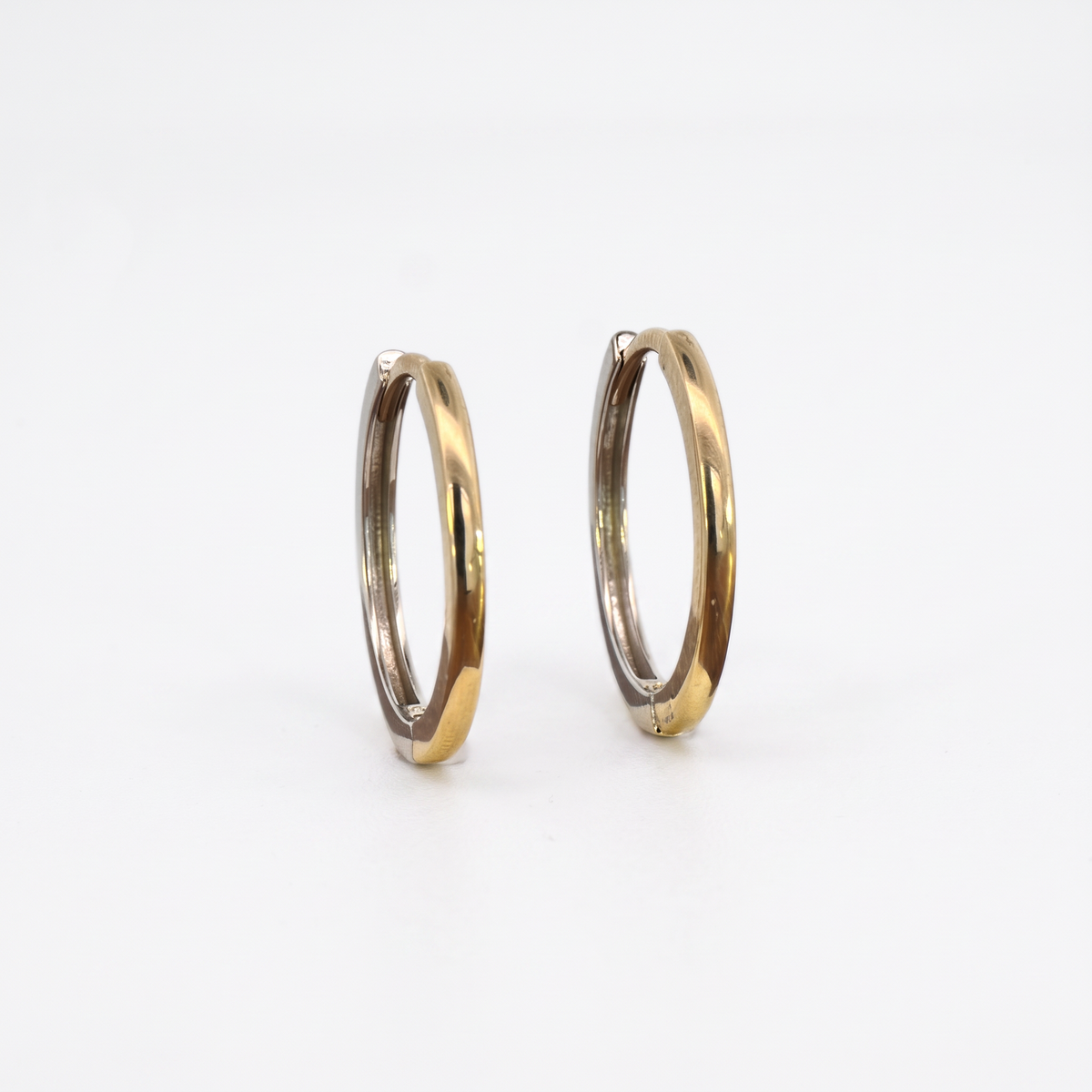 Aros argollas bicolor 18 mm rectas oro 14K