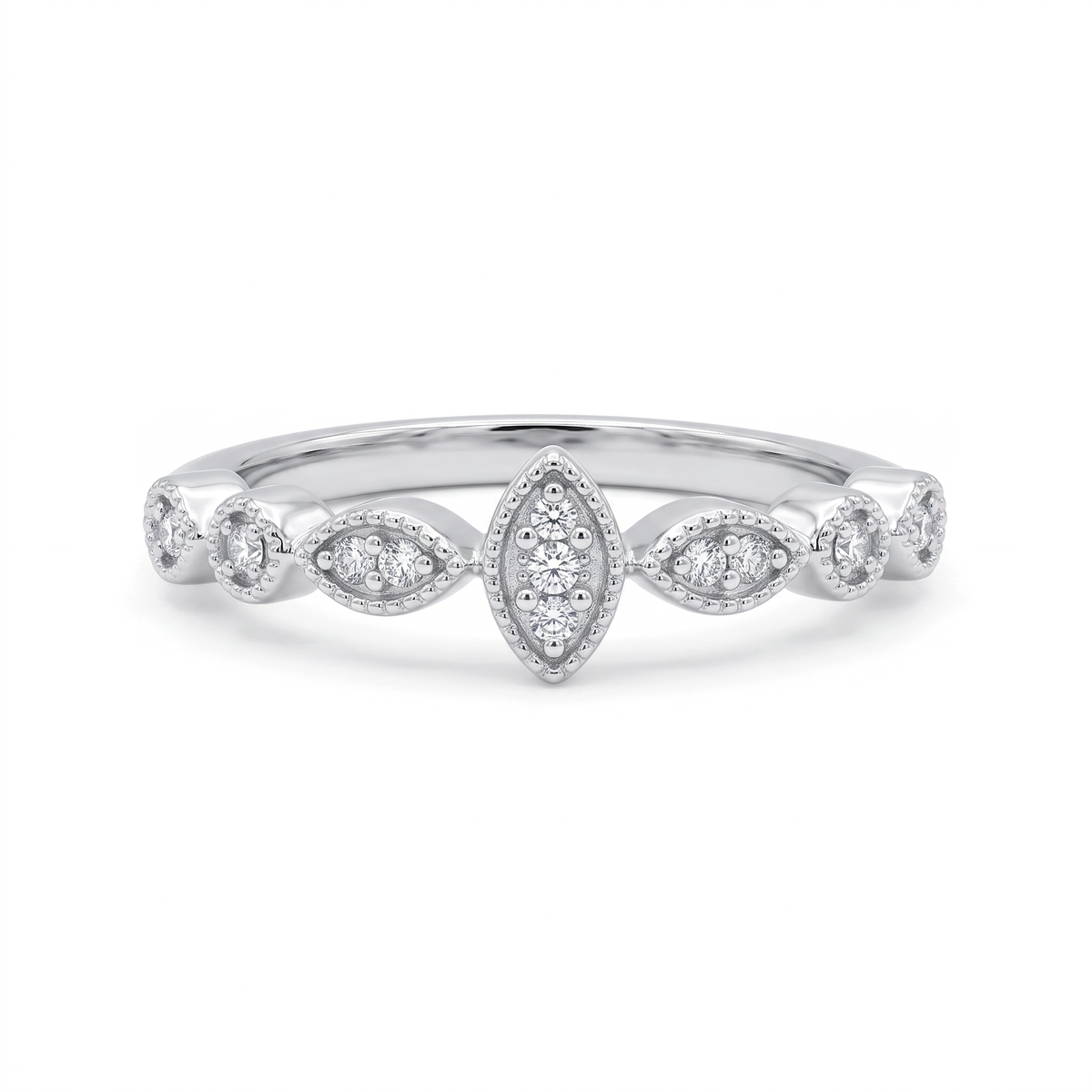 Anillo cintillo ojitos diamantes 0,10 ct plata